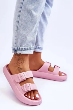 Damskie Piankowe Klapki Z Paskami Różowe Sharmen