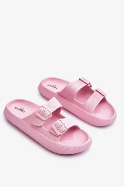 Damskie Piankowe Klapki Z Paskami Różowe Sharmen