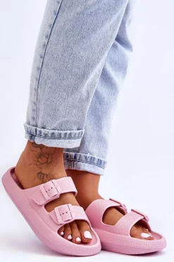 Damskie Piankowe Klapki Z Paskami Różowe Sharmen