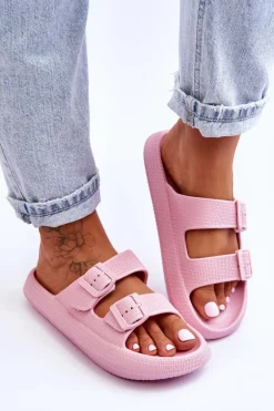 Damskie Piankowe Klapki Z Paskami Różowe Sharmen