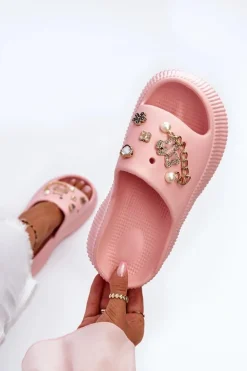 Damskie Piankowe Klapki Z Ozdobami Różowe Afariana