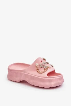 Damskie Piankowe Klapki Z Ozdobami Różowe Afariana