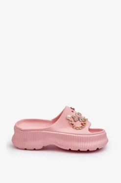 Damskie Piankowe Klapki Z Ozdobami Różowe Afariana