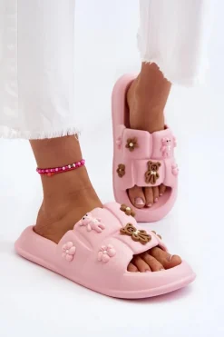 Damskie Piankowe Klapki Z Ozdobami Różowe Cambrina