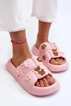 Damskie Piankowe Klapki Z Ozdobami Różowe Cambrina