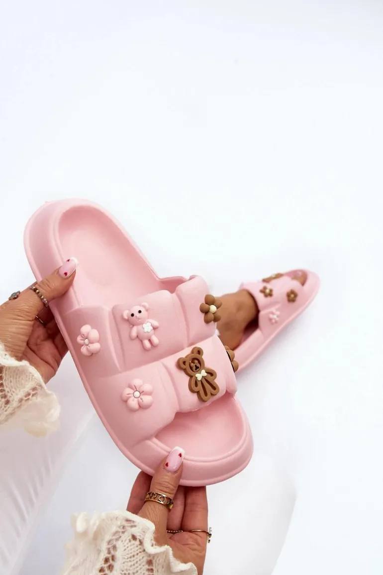 Damskie Piankowe Klapki Z Ozdobami Różowe Cambrina