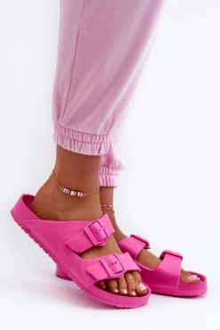 Damskie Piankowe Klapki Z Klamrami Fuksja Luciene