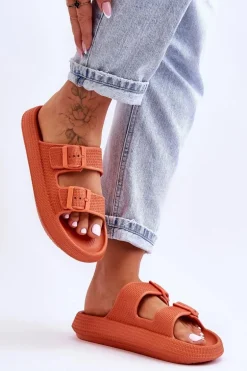 Damskie Piankowe Klapki Z Paskami Pomarańczowe Sharmen