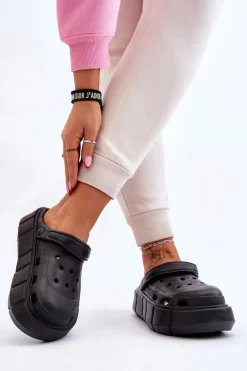 Damskie Piankowe Kroksy Na Platformie Czarne Beckett