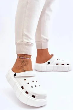 Damskie Piankowe Kroksy Na Platformie Białe Beckett