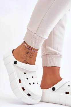 Damskie Piankowe Kroksy Na Platformie Białe Beckett