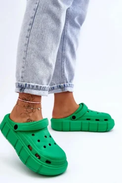 Damskie Piankowe Kroksy Na Platformie Zielone Beckett