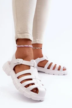 Damskie Piankowe Sandały Rzymianki Białe Gasaria