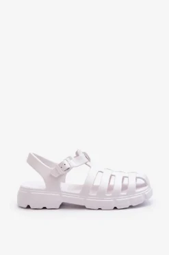 Damskie Piankowe Sandały Rzymianki Białe Gasaria