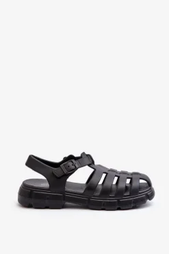 Damskie Piankowe Sandały Rzymianki Czarne Gasaria