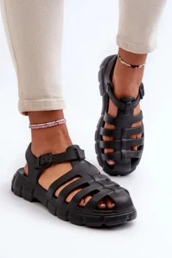 Damskie Piankowe Sandały Rzymianki Czarne Gasaria