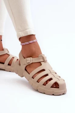 Damskie Piankowe Sandały Rzymianki Beżowe Gasaria