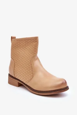 Damskie Plecione Botki Beżowe Chilly