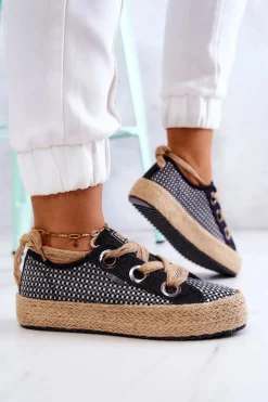 Damskie Plecione Tenisówki Big Star JJ274393 Czarne