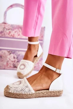 Damskie Sandałki Espadryle Ażurowe Białe Murillo