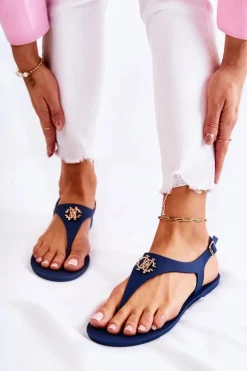 Damskie Sandałki Granatowe Sonner