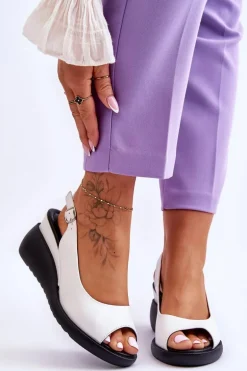 Damskie Sandałki Na Koturnie Sergio Leone SK853 Białe