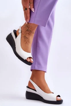 Damskie Sandałki Na Koturnie Sergio Leone SK853 Białe