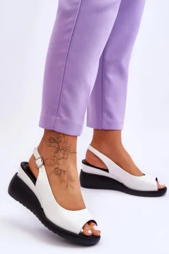 Damskie Sandałki Na Koturnie Sergio Leone SK853 Białe