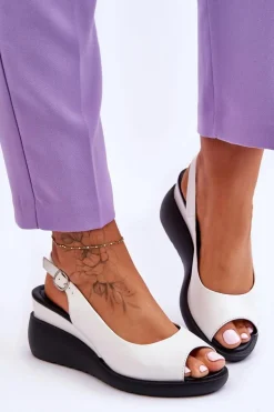 Damskie Sandałki Na Koturnie Sergio Leone SK853 Białe