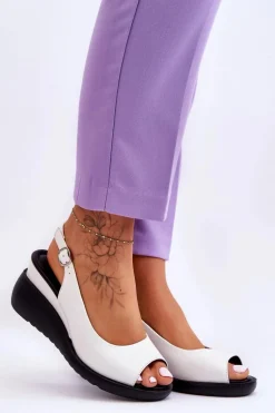 Damskie Sandałki Na Koturnie Sergio Leone SK853 Białe