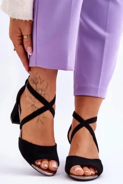 Damskie Sandałki Na Niskim Obcasie Czarne Quinn