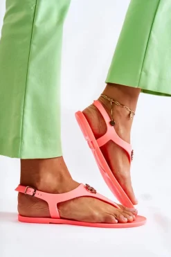 Damskie Sandałki Neonowe Pomarańczowe Sonner