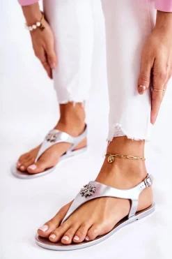 Damskie Sandałki Srebrne Sonner