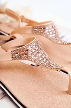 Damskie Sandały Japonki Z Ozdobami Różowe Atlanta