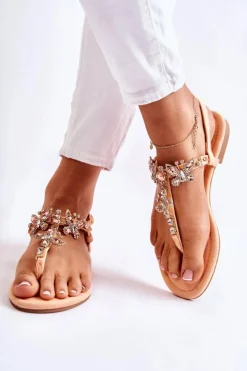 Damskie Sandały Japonki Z Ozdobnymi Motylami Pomarańczowe Lonnie