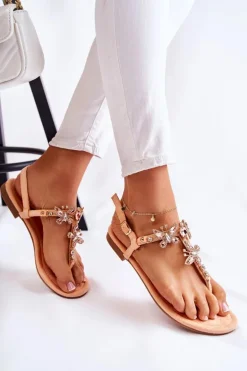 Damskie Sandały Japonki Z Ozdobnymi Motylami Pomarańczowe Lonnie