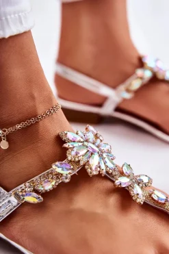 Damskie Sandały Japonki Z Cyrkoniami Srebrne Solea