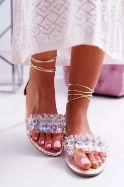 Damskie Sandały Lu Boo Kryształy Różowe Madina