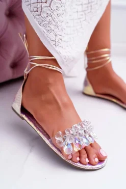 Damskie Sandały Lu Boo Kryształy Różowe Madina