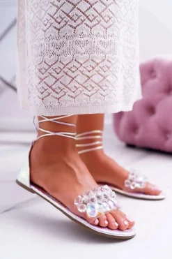 Damskie Sandały Lu Boo Kryształy Srebrne Madina