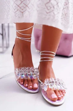 Damskie Sandały Lu Boo Kryształy Srebrne Madina