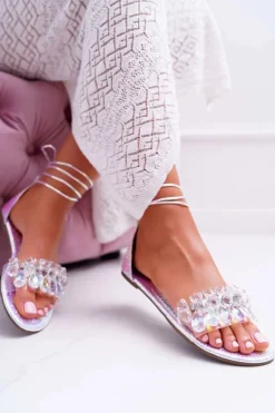 Damskie Sandały Lu Boo Kryształy Srebrne Madina