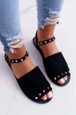 Damskie Sandały Lu Boo Zamszowe Czarne Silena