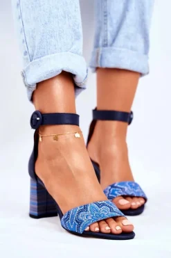 Damskie Sandały Maciejka Skórzane Granatowe 04235-17/00-5