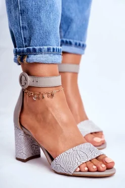 Damskie Sandały Maciejka Skórzane Szare 04235-03/00-5