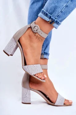 Damskie Sandały Maciejka Skórzane Szare 04235-03/00-5