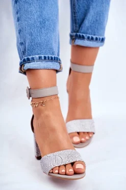 Damskie Sandały Maciejka Skórzane Szare 04235-03/00-5