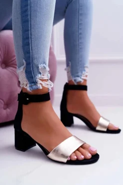 Damskie Sandały Maciejka Skórzane Zamszowe Czarne 04141-25/00-5