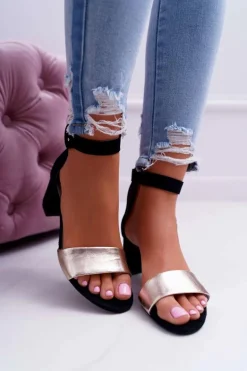 Damskie Sandały Maciejka Skórzane Zamszowe Czarne 04141-25/00-5