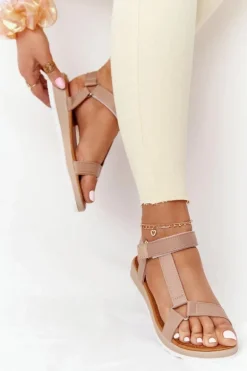 Damskie Sandały Na Gumowej Podeszwie Brązowe Stranger